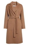 Max Mara Pauline Belted Double Face Virgin Wool Wrap Coat In Camel