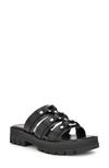 Nine West Cazz 3 Womens Faux Leather Slip On Slide Sandals In Black