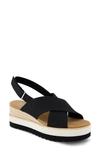 Toms Womens Black Diana Crossover-strap Canvas Wedge Sandals In Black