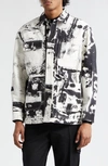 Alexander Mcqueen Abstract-pattern Cotton Twill Jacket In White - Black