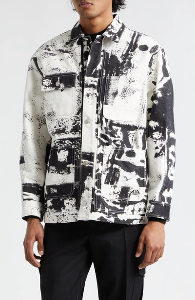 ALEXANDER MCQUEEN FOLD PRINT WORKWEAR DENIM CHORE COAT