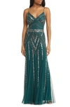 JUMP APPAREL GATSBY BEADED A-LINE GOWN