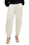 Allsaints Kaye Straight Fit Drawcord Pants In Beige White
