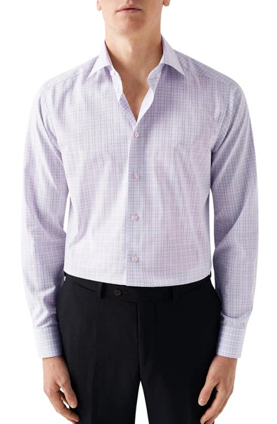 Eton Contemporary Fit Check Dress Shirt In Medium Pink
