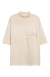 Maison Margiela Blush Beige T-shirt With Graffiti Logo In Dirty Ecru