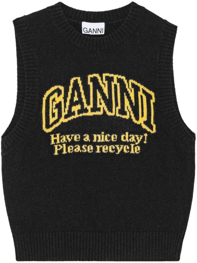 Ganni T-shirts And Polos In Black