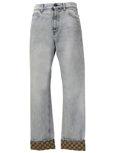 Gucci Trousers In Light Blue/mix