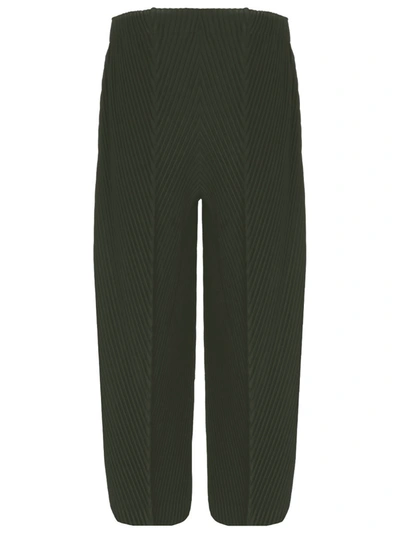 Issey Miyake Trousers In Olive Kahki