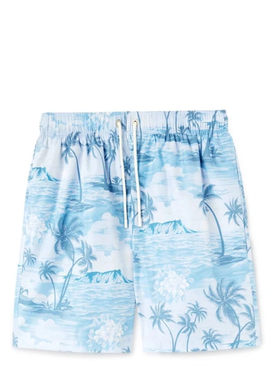 Palm Angels Shorts In Indigo Blu