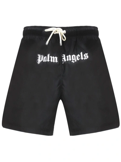 Palm Angels Shorts In Black Whit