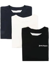 Palm Angels Embroidered Logo Classic T-shirts - Set Of 3 In Multicolour