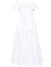 Patou Bow-detail Flared Midi Dress In White