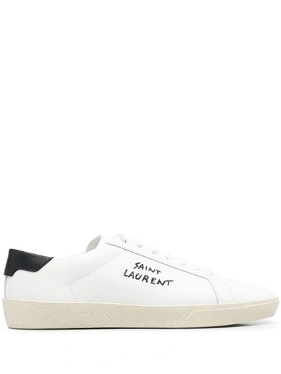 Saint Laurent Sl06 Signa Low Top S In Blanc Optique/nero