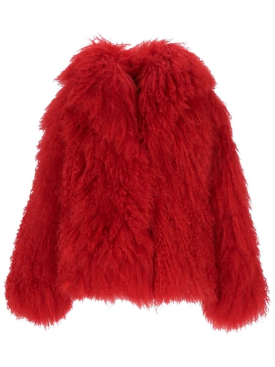 Attico The  Outerwear Gend - Red Short Coat Red Main Fabric: 100% Mongolia Fur, Lining: 100% Viscose