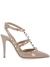 Valentino Garavani Rockstud Ankle Strap Pointed Toe Pump In Poudre