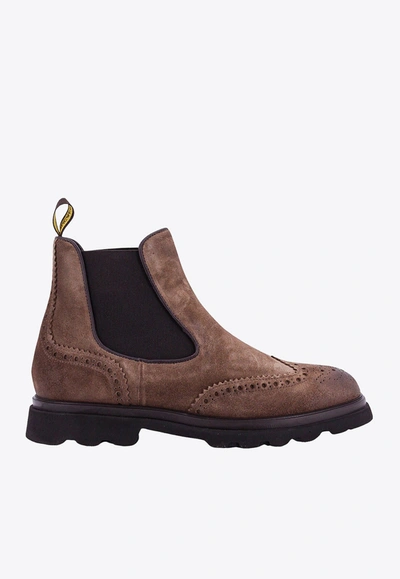 Doucal's Suede Chelsea Ankle Boots In Brown