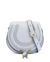 Chloé Marcie Small Leather Saddle Bag In Graceful Blue/gold