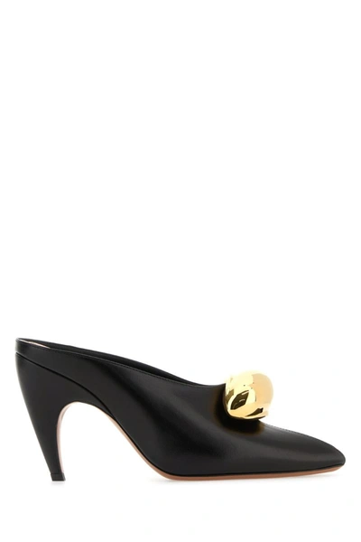 Alaïa Jewel Peep-toe Leather Mules In Noir/or