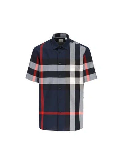 Burberry Shirts In Navy Ip Check