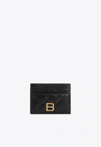 Balenciaga Logo-plaque Leather Cardholder In Black