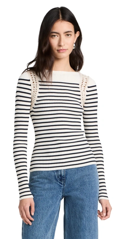 A.l.c Isa Striped Long-sleeve Knit Top In Multi
