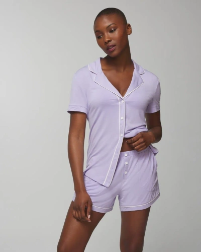Soma Women's Cool Nights Solid Piped Pajama Shorts In Lavender Size Small |  In Wild Lavender