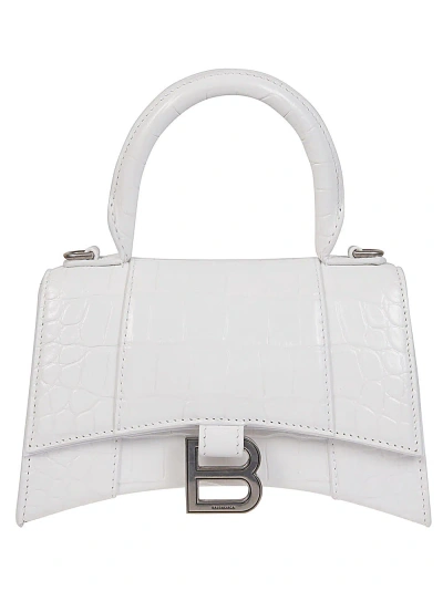 Balenciaga Hourglass Xs Leather Handbag In White