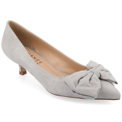 Journee Collection Women's Orana Wide Width Pointed Toe Kitten Heel Pumps In Gray