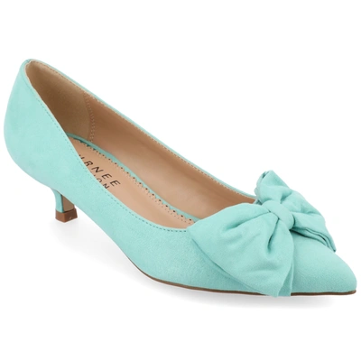 Journee Collection Women's Orana Wide Width Pointed Toe Kitten Heel Pumps In Mint