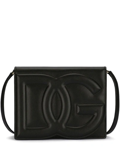 Dolce & Gabbana Shoulder Bag With Embossed Logo In Black