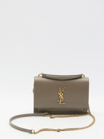 Saint Laurent Sunset Bag With Chain In Beige