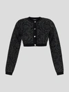 Versace Embroidered Stretch Viscose Blend Cardigan In Black