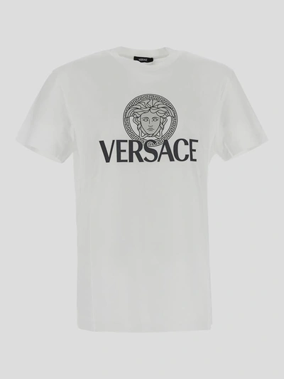 Versace T-shirts And Polos In Biancoottico