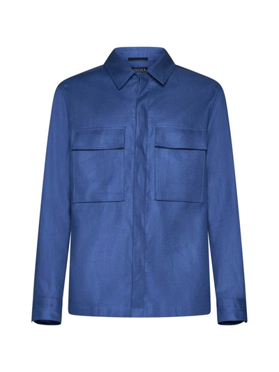 Zegna Shirt In Clear Blue