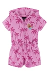 ANDY & EVAN KIDS' PINK PALMS HOODED FRENCH TERRY COVER-UP ROMPER