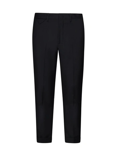 Low Brand Navy Blue Cotton Chino Trousers In Jet Black