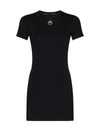 Marine Serre Black Long T-shirt With Crescent Moon Embroidered On The Front And Logo Patch On The Back In Black