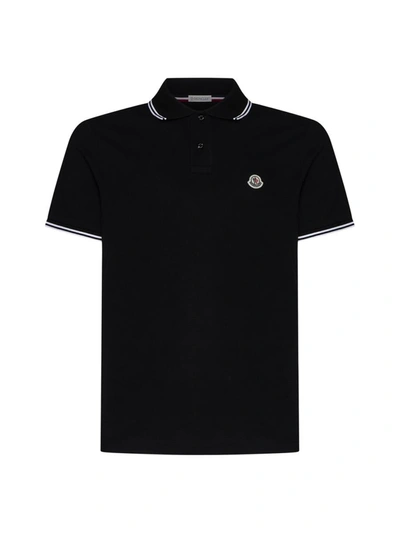 Moncler Logo Patch Black Polo Shirt