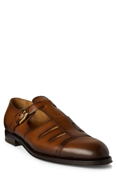 Ralph Lauren Purple Label Men's Fisherman Burnished Leather Sandals In Cognac