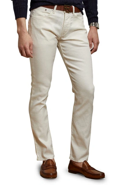 Ralph Lauren Purple Label Slim Fit Stretch Twill Five-pocket Pants In Cream