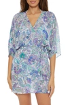 BECCA BECCA MYSTIQUE PAISLEY WOVEN WRAP COVER-UP TUNIC