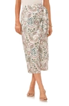 VINCE CAMUTO PAISLEY WRAP FRONT MIDI SKIRT