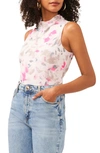 Vince Camuto Floral Mesh Tank In New Ivory