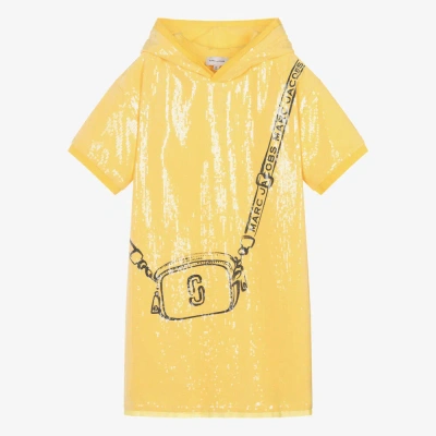 Marc Jacobs Kids' Snapshot-print Sequinned Hooded Dress In Gold