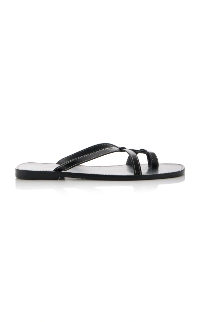 The Row Link Leather Sandals In Black