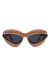 Loewe Double Frame Mixed-media Cat-eye Sunglasses In Grey