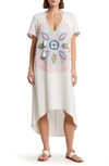 ALICIA BELL COCOON EMBROIDERED COTTON & SILK COVER-UP KAFTAN