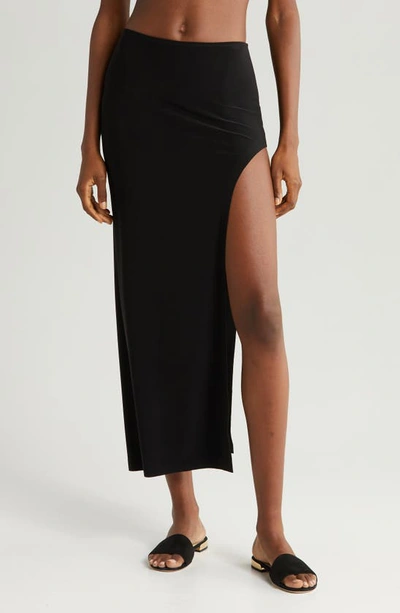 NORMA KAMALI MARISSA SIDE SLIT MIDI COVER-UP SKIRT