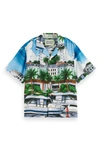 Scotch & Soda Graphic-print Button-up Shirt In Blue Scenery