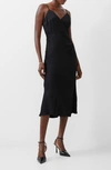 FRENCH CONNECTION FRENCH CONNECTION ENNIS RUCHED SATIN FAUX WRAP MIDI DRESS
